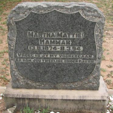 HAMMAN Martha 1874-1894