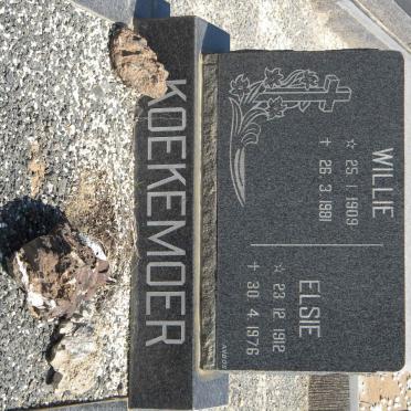 KOEKEMOER Willie 1909-1981 &amp; Elsie 1912-1976