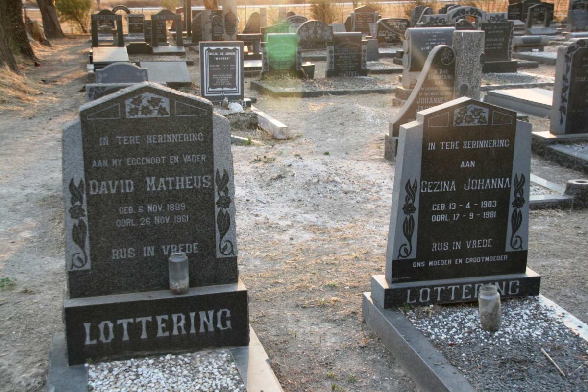 LOTTERING David Matheus 1889-1961 &amp; Gezina Johanna 1903-1981