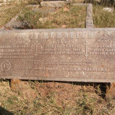 MAARTENS Hendrina Johanna 1878-1881 : MAARTENS Johannes Hendrik Christian Joubert 1884-1886 : MAARTENS Cecilia Persis 1888-1889