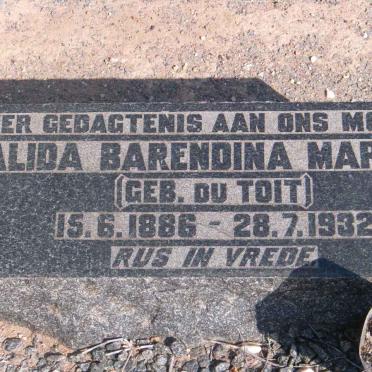 MARAIS Alida Barendina nee DU TOIT 1886-1932