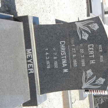 MEYER Gert H. 1898-1980 &amp; Christina M. 1902-1978