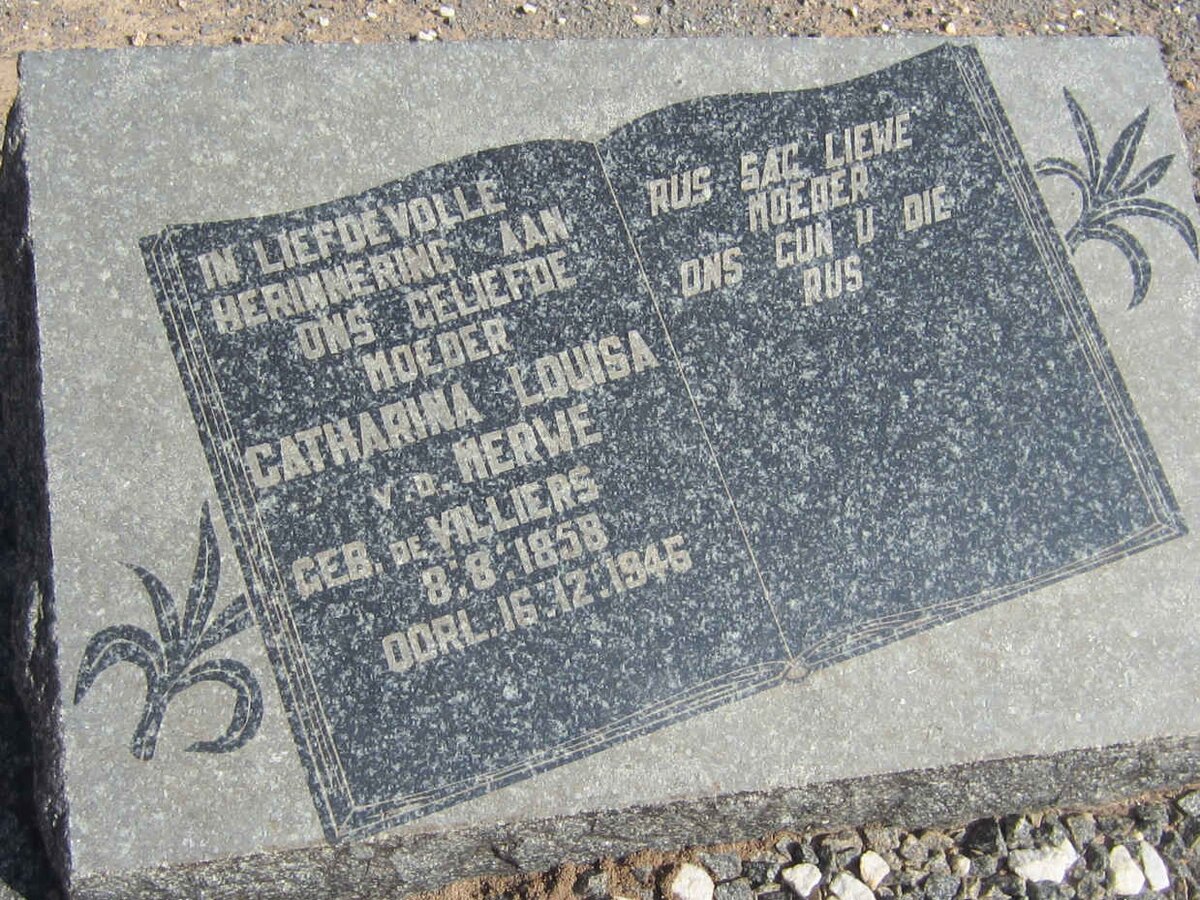 MERWE Catharina Louisa, van der nee DE VILLIERS 1858-1945