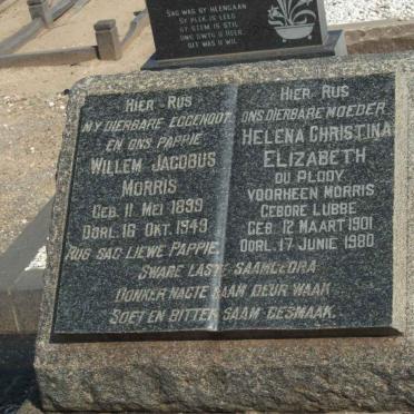 MORRIS Willem Jacobus 1899-1949 &amp; Helena Christina Elizabeth DU PLOOY formerly MORRIS nee LUBBE 1901-1980