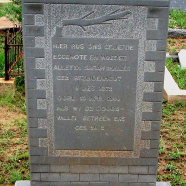 MULLER Alletta Sarah nee BEZUIDENHOUT 1878-1940