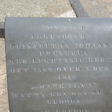 PRETORIUS Elisabetha Johanna nee LE GRANSIE 1869-1940