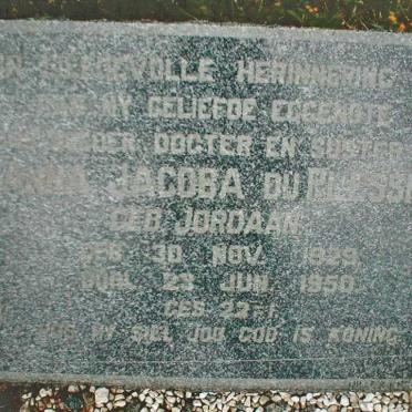 PLESSIS Anna Jacoba, du nee JORDAAN 1929-1950