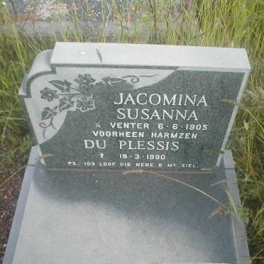 PLESSIS Jacomina Susanna, du formerly HARMZEN, nee VENTER 1905-1990