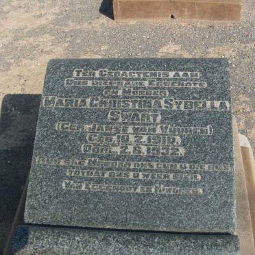 SWART Maria Christina Sybella nee JANSE VAN VUUREN 1910-1932
