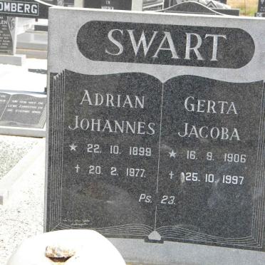 SWART Adrian Johannes 1899-1977 &amp; Gerta Jacoba 1906-1997