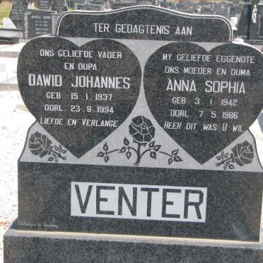 VENTER Dawid Johannes 1937-1994 &amp; Anna Sophia 1942-1986