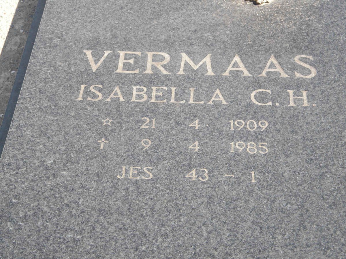 VERMAAS Isabella C.H. 1909-1985