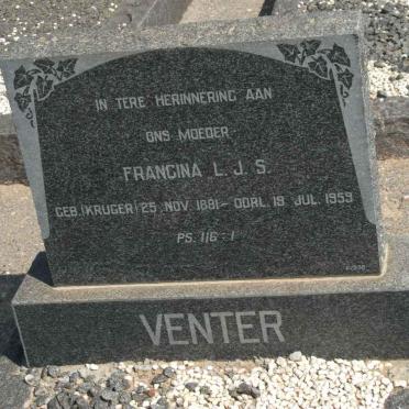 VENTER Francina L.J.S. nee KRUGER 1881-1959
