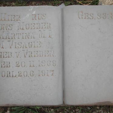 VISAGIE Martina Magritha Isabella Maria nee van VREDEN 1869-1917