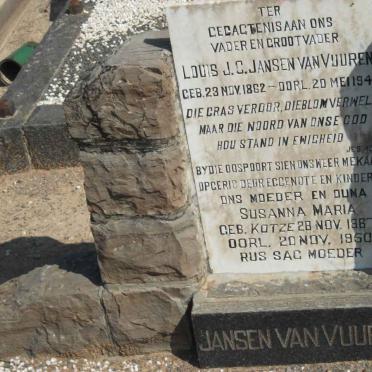 VUUREN Louis J.C., Jansen van 1862-1943 &amp; Susanna Maria KOTZE 1867-1950