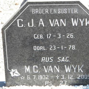 WYK C.J.A., van 1926-1978 :: VAN WYK M.C. 1932-2009