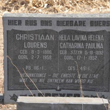 DREYER Christiaan Lourens 1886-1958 &amp; Heila Lavina Helena Catharina Paulina STEYN 1892-1952