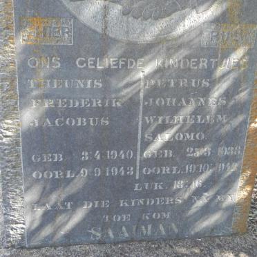 SAAIMAN Theunis Frederik Jacobus 1940-1943 :: SAAIMAN Petrus Johannes Wilhelem Salomo 1938-1942
