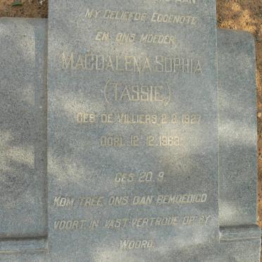 JONKER Magdalena Sophia geb DE VILLIERS 1927-1968