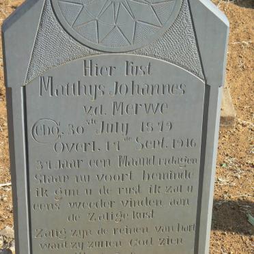 MERWE Matthys Johannes, v.d. 1879-1916