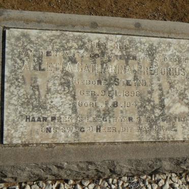 PRETORIUS Aletta Catharina geb STEYN 1898-1947