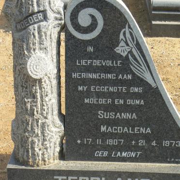 TERBLANS Susanna Magdalena geb LAMONT 1907-1973