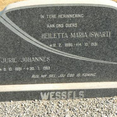 WESSELS Jurie Johannes 1891-1963 &amp; Heiletta Maria SWART 1896-1931
