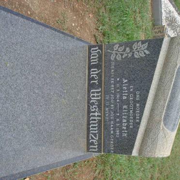 WESTHUIZEN Aletta Elizabeth, van der 1914-1982