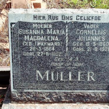 MULLER Cornelius Johannes 1860-1921 &amp; Susanna Maria Magdalena HAYWARD 1864-1952