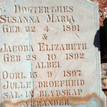 ? Susanna Maria 1891-1897, ? Jacoba Elizabeth 1892-1897