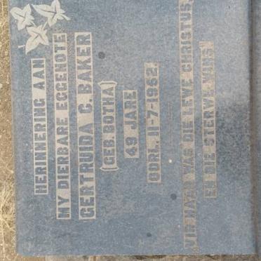 BAKER Gertruida C. nee BOTHA -1952