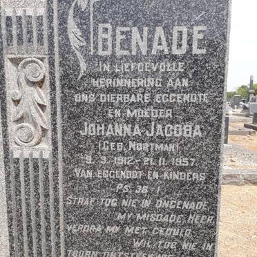 BENADE Johanna Jacoba nee NORTMAN 1912-1957
