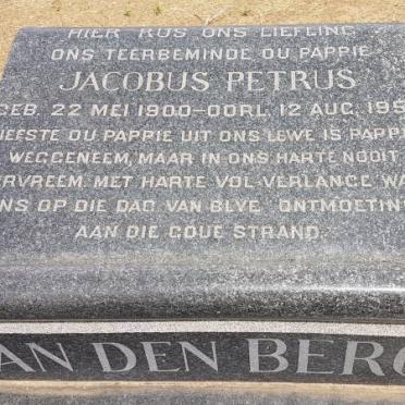 BERG Jacobus Petrus, van den 1900-1957