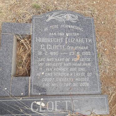 CLOETE Huibrecht Elizabeth C. nee HYMAN 1890-1969