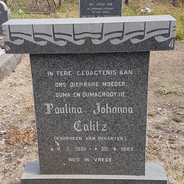 CALITZ Paulina Johanna voorheen VAN DEVENTER 1901-1983