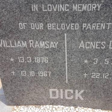 DICK William Ramsay 1876-1967 &amp; Agnes Dewar 1879-1972