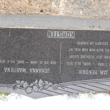 KORSTEN Jan Hendrik 1890-1970 &amp; Johanna Martiena 1898-1979