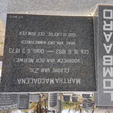 LOMBARD Martha Magdalena voorheen VAN DER MERWE nee VAN ZYL 1893-1973