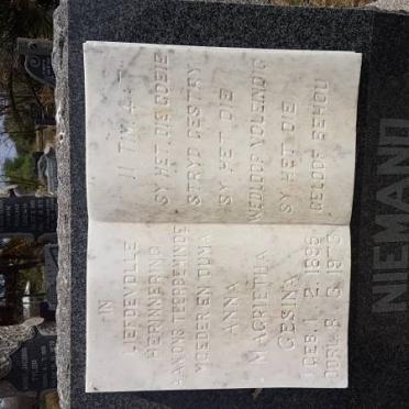 NIEMAND Anna Magrietha Gesina 1895-1973