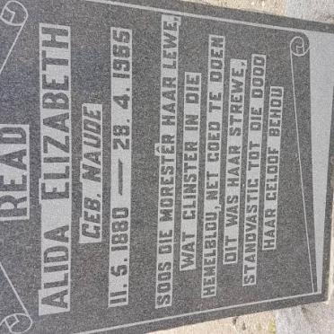 READ Alida Elizabeth nee NAUDE 1880-1965