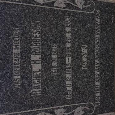 ROBBESON Rachel H. nee DE BEER 1869-1953