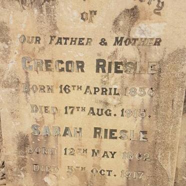 RIESLE Gregor 1856-1915 &amp; Sarah 1862-1917