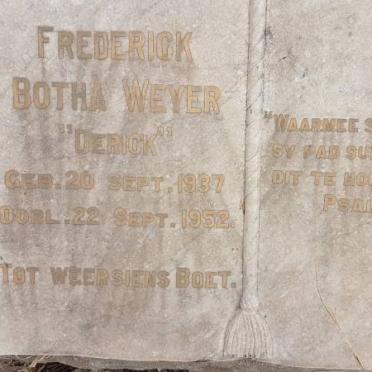 WEYER Frederick Botha 1937-1952