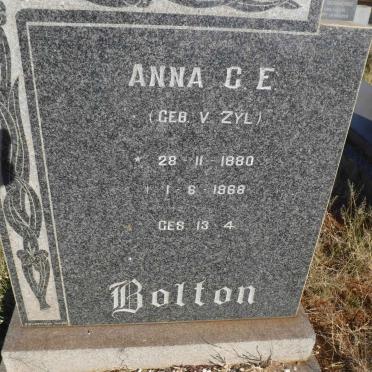 BOLTON Anna C.E. nee VAN ZYL 1880-1968