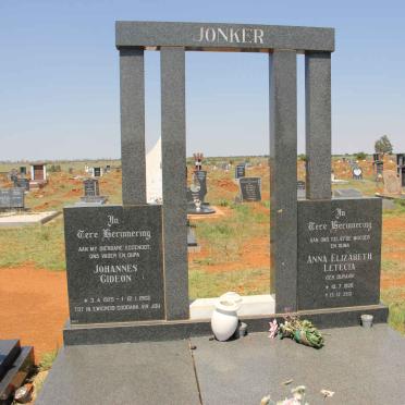 JONKER Johannes Gideon 1925-1983 &amp; Anna Elizabeth Letecia DURAAN 1928-2012
