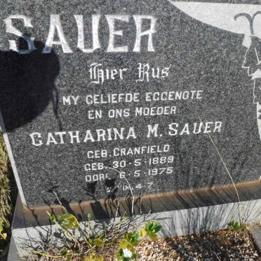 SAUER Catharina M. nee CRANFIELD 1889-1975