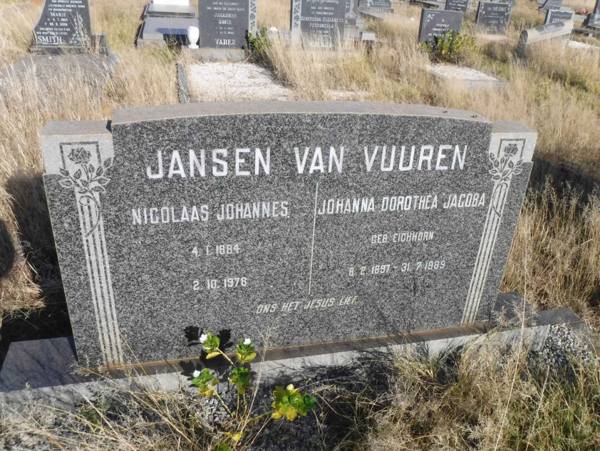 VUUREN Nicolaas Johannes, Jansen van 1884-1978 &amp; Johanna Dorothea Jacoba EICHHORN 1897-1989