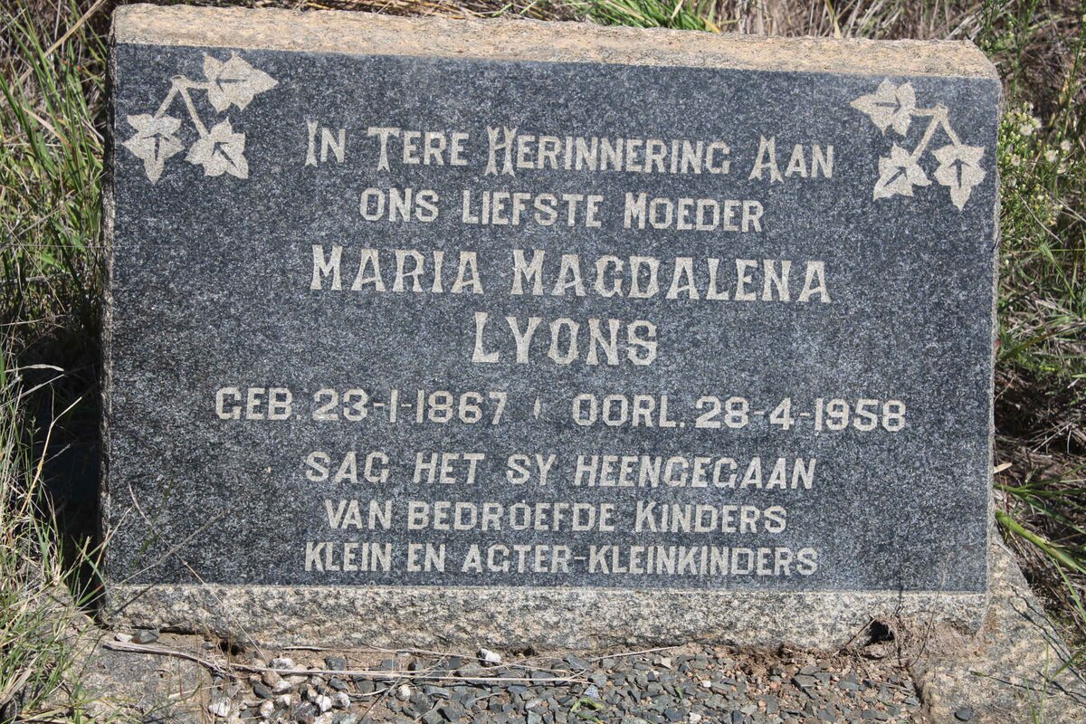 LYONS Maria Magdalena 1867-1958