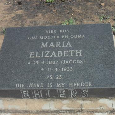 EHLERS Maria Elizabeth nee JACOBS 1887-1933