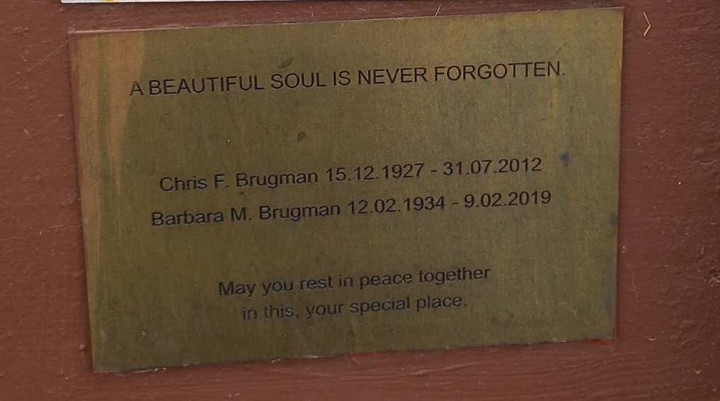 BRUGMAN Chris F. 1927-2012 & Barbara M. 1934-2019